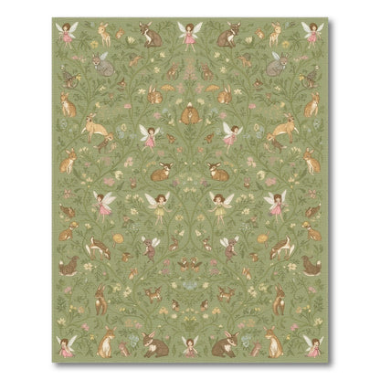 Green Fairy Forest Kids Washable Area Rug