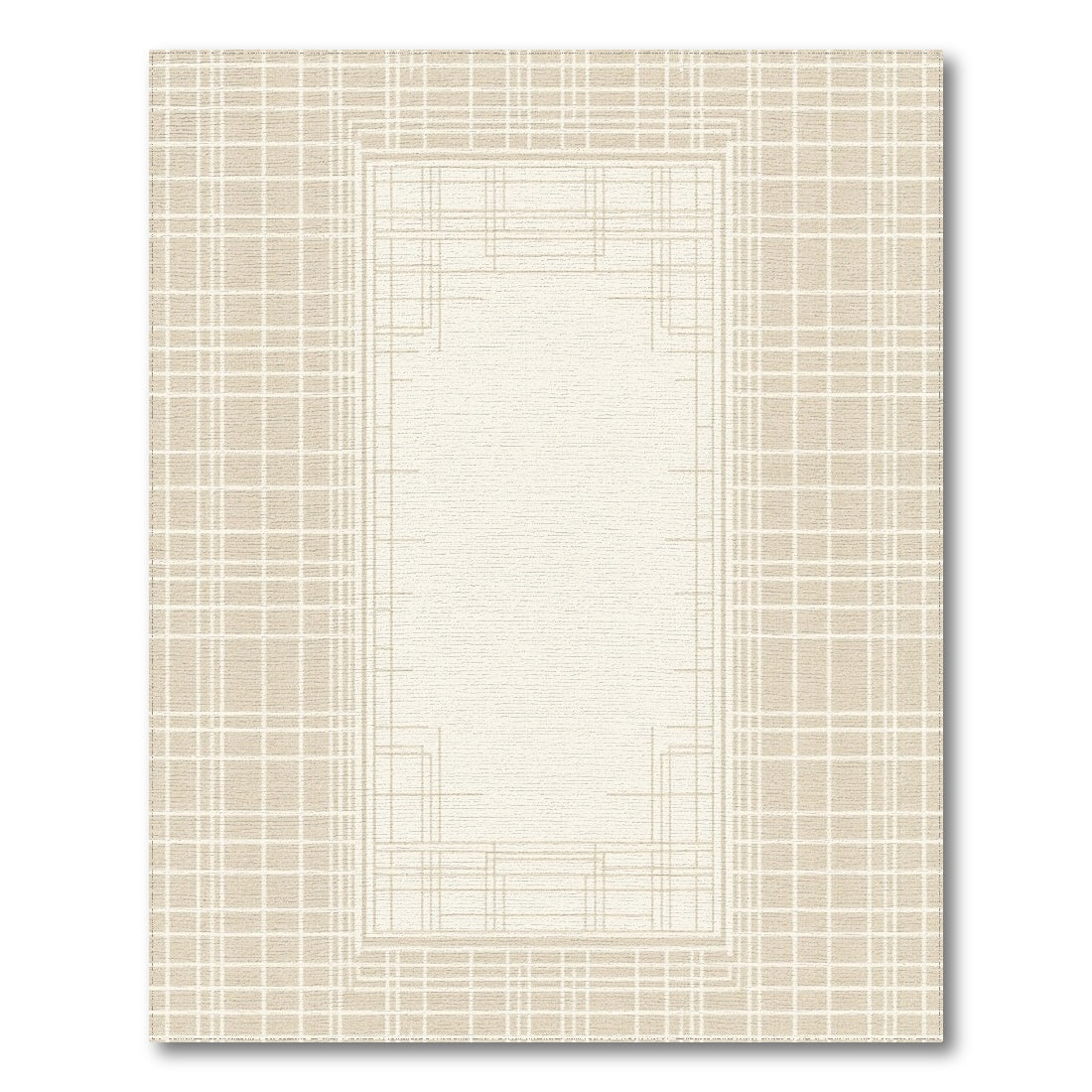 Beige Geometric Border Area Rug