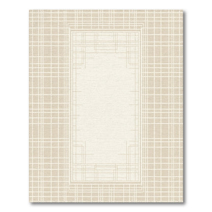 Beige Geometric Border Area Rug