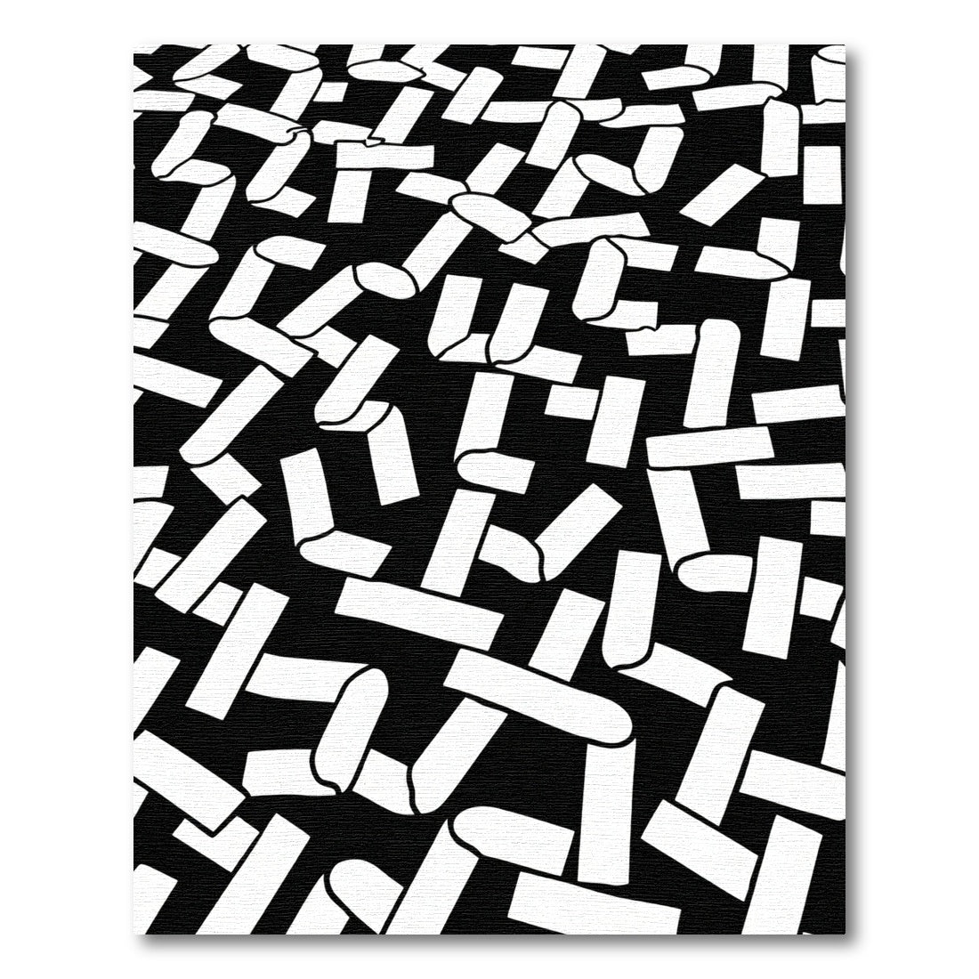 Abstract Black White Interplay Ribbons Rug
