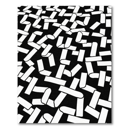 Abstract Black White Interplay Ribbons Rug
