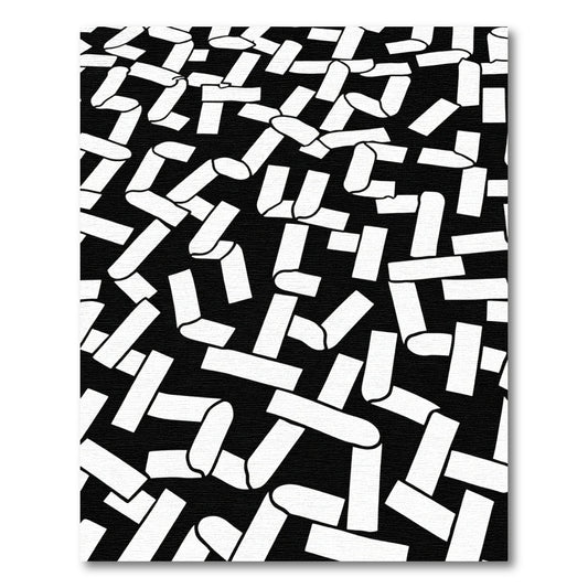 Abstract Black White Interplay Ribbons Rug