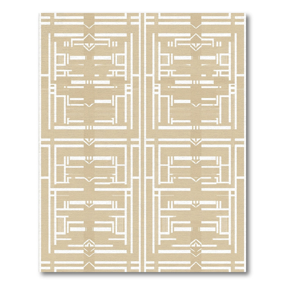 Minimalist Beige Geometric Grid Rug