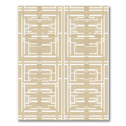 Minimalist Beige Geometric Grid Rug