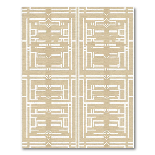 Minimalist Beige Geometric Grid Rug