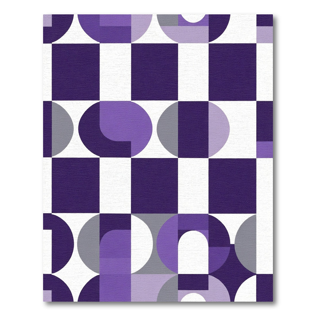 Modern Purple Geometric Squares Circles Rug