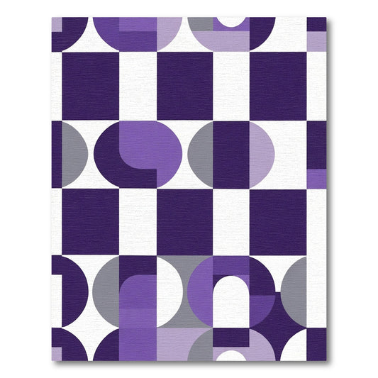 Modern Purple Geometric Squares Circles Rug