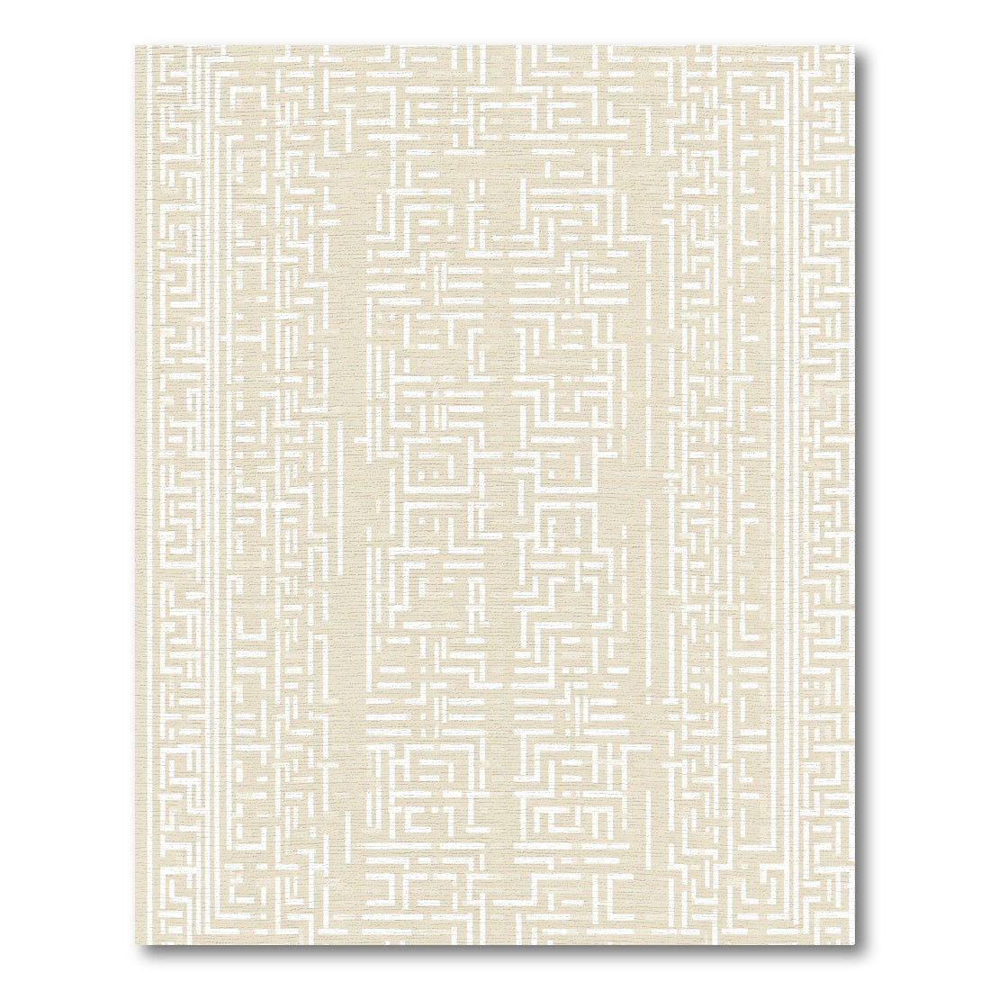 Neutral Maze Geometric Border Rug