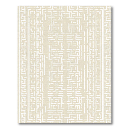 Neutral Maze Geometric Border Rug