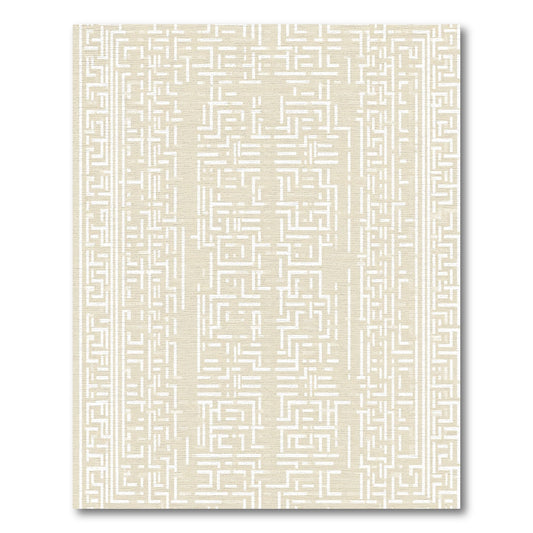 Neutral Maze Geometric Border Rug