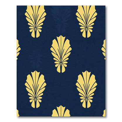 Golden Fan Navy Repeating Rug