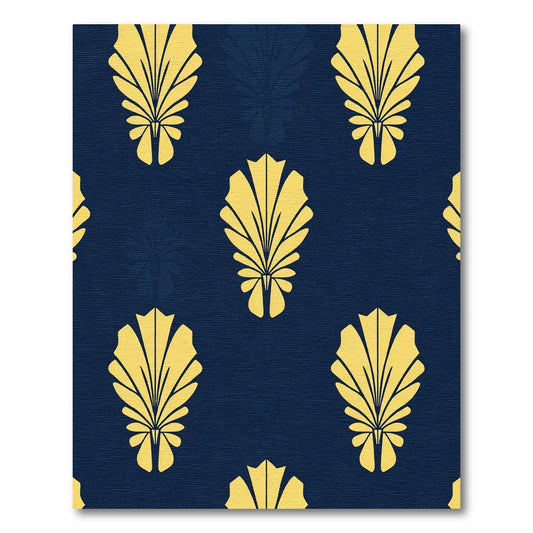 Golden Fan Navy Repeating Rug