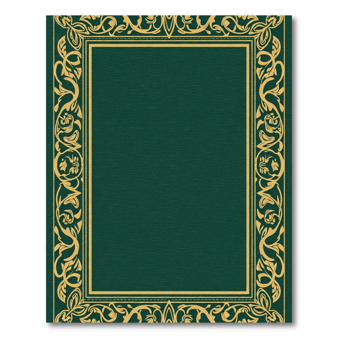 Rich Emerald Gold Floral Border Rug