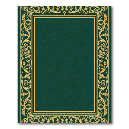 Rich Emerald Gold Floral Border Rug