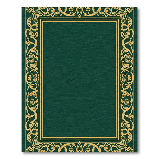 Rich Emerald Gold Floral Border Rug