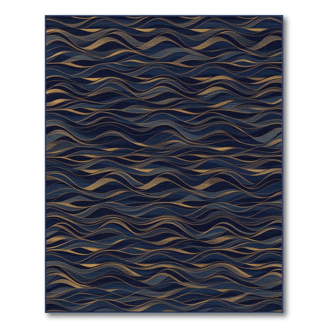 Abstract Area Navy Gold Wave Abstract Area Rug