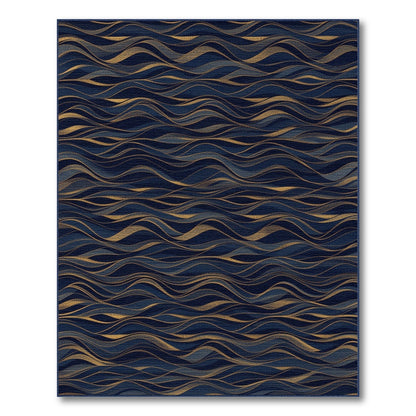 Abstract Area Navy Gold Wave Abstract Area Rug