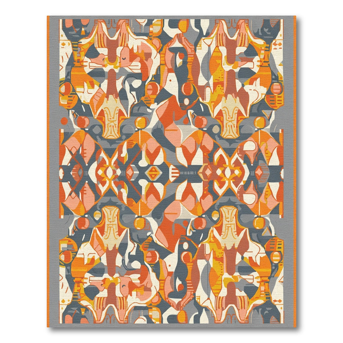 Abstract Crimson Orange Geometric Collage Rug