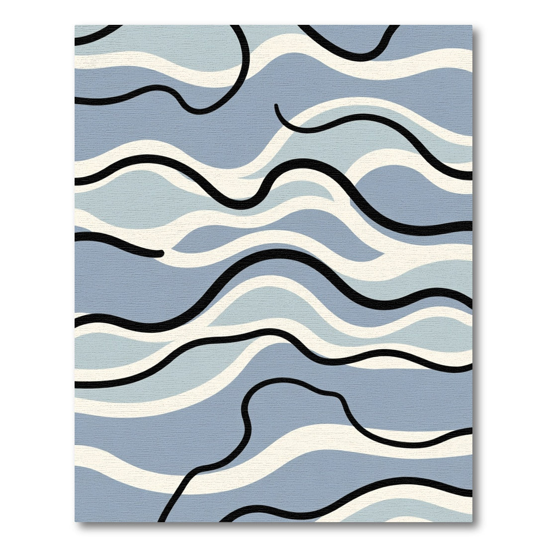 Abstract Blue Wave Organic Flow Rug