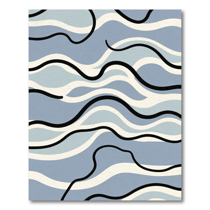 Abstract Blue Wave Organic Flow Rug