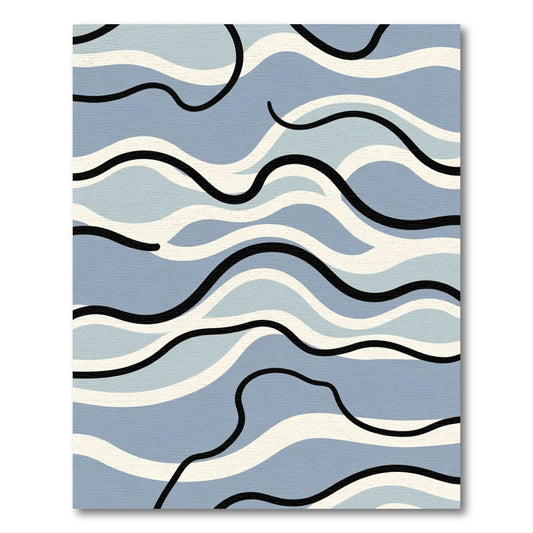 Abstract Blue Wave Organic Flow Rug