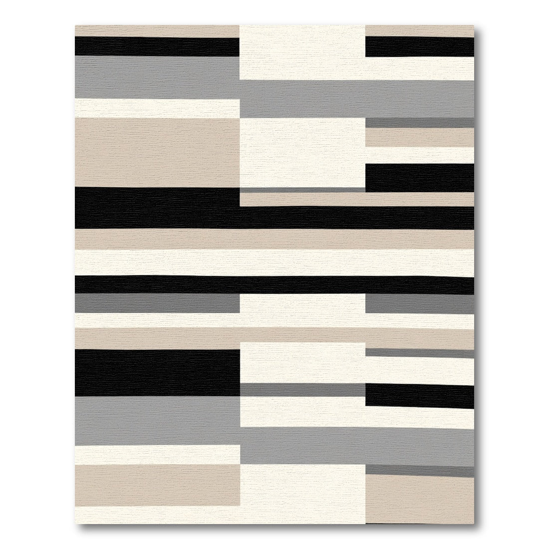 Neutral Tones Geometric Block Rug
