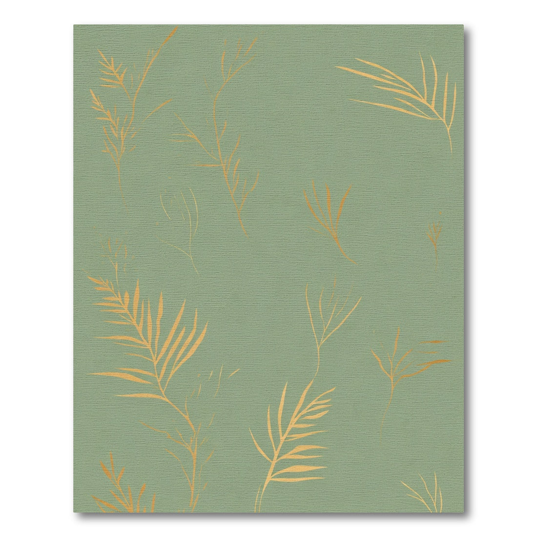 Subtle Gold Palm Frond Botanical Rug
