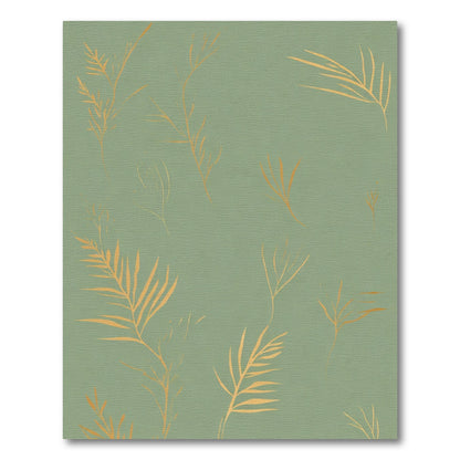 Subtle Gold Palm Frond Botanical Rug