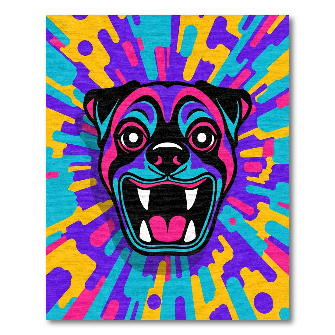 Vivid Rottweiler Face Psychedelic Burst Rug
