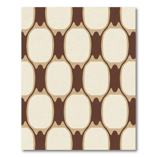 Retro Brown Beige Oval Chain Rug