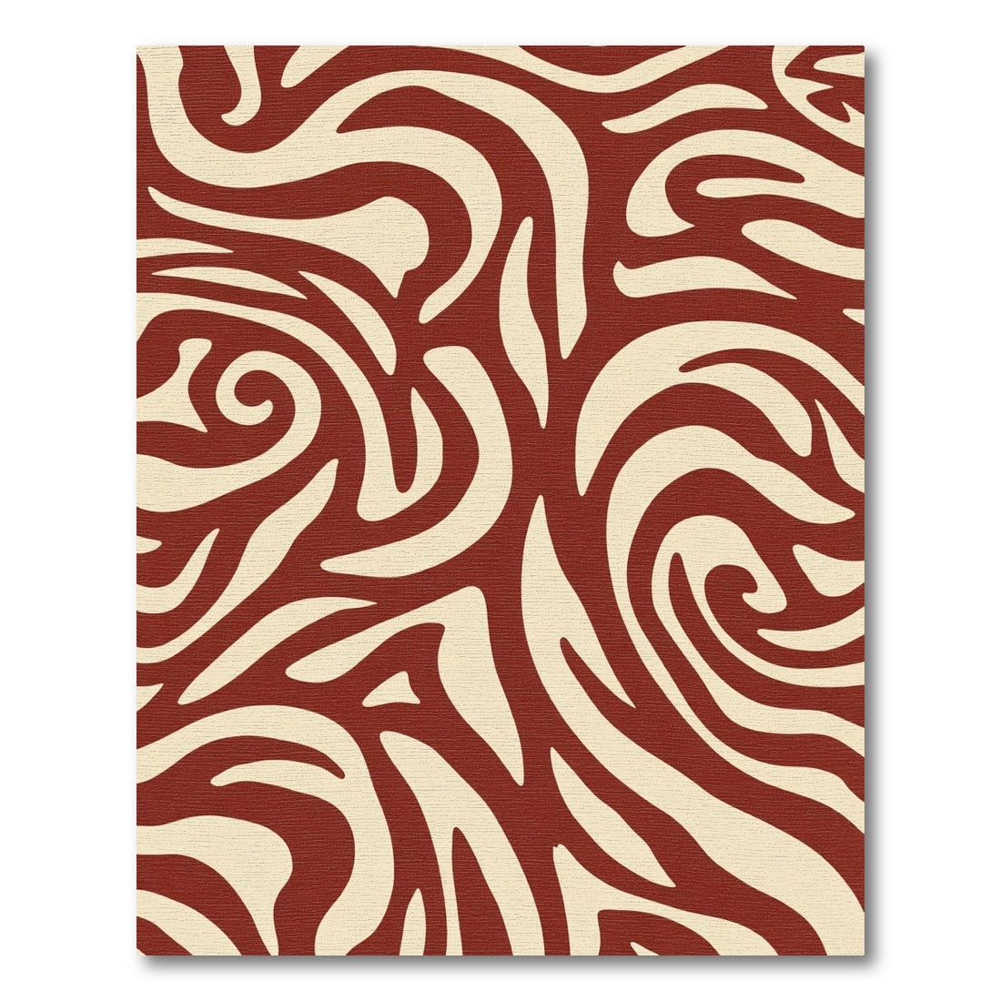 Cream and Crimson Swirl Abstract Rug
