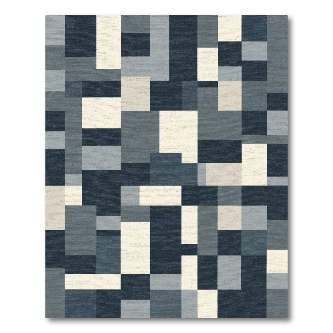 Geometric Abstract Navy Cream Rug