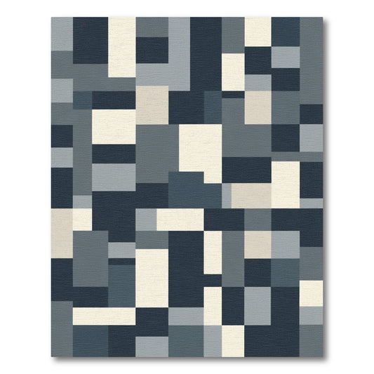 Geometric Abstract Navy Cream Rug