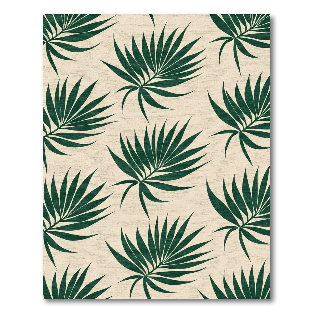 Deep Green Palm Frond Pattern Rug