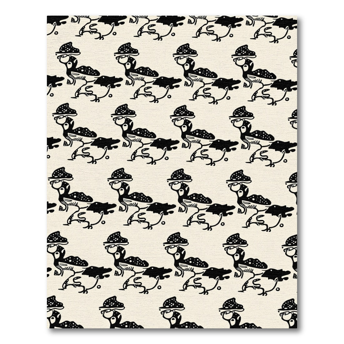 Whimsical Black Bird Motif Cream Rug