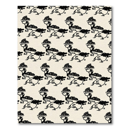 Whimsical Black Bird Motif Cream Rug