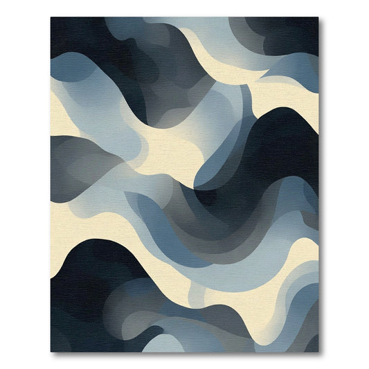 Abstract Cool Tone Wavy Flow Rug