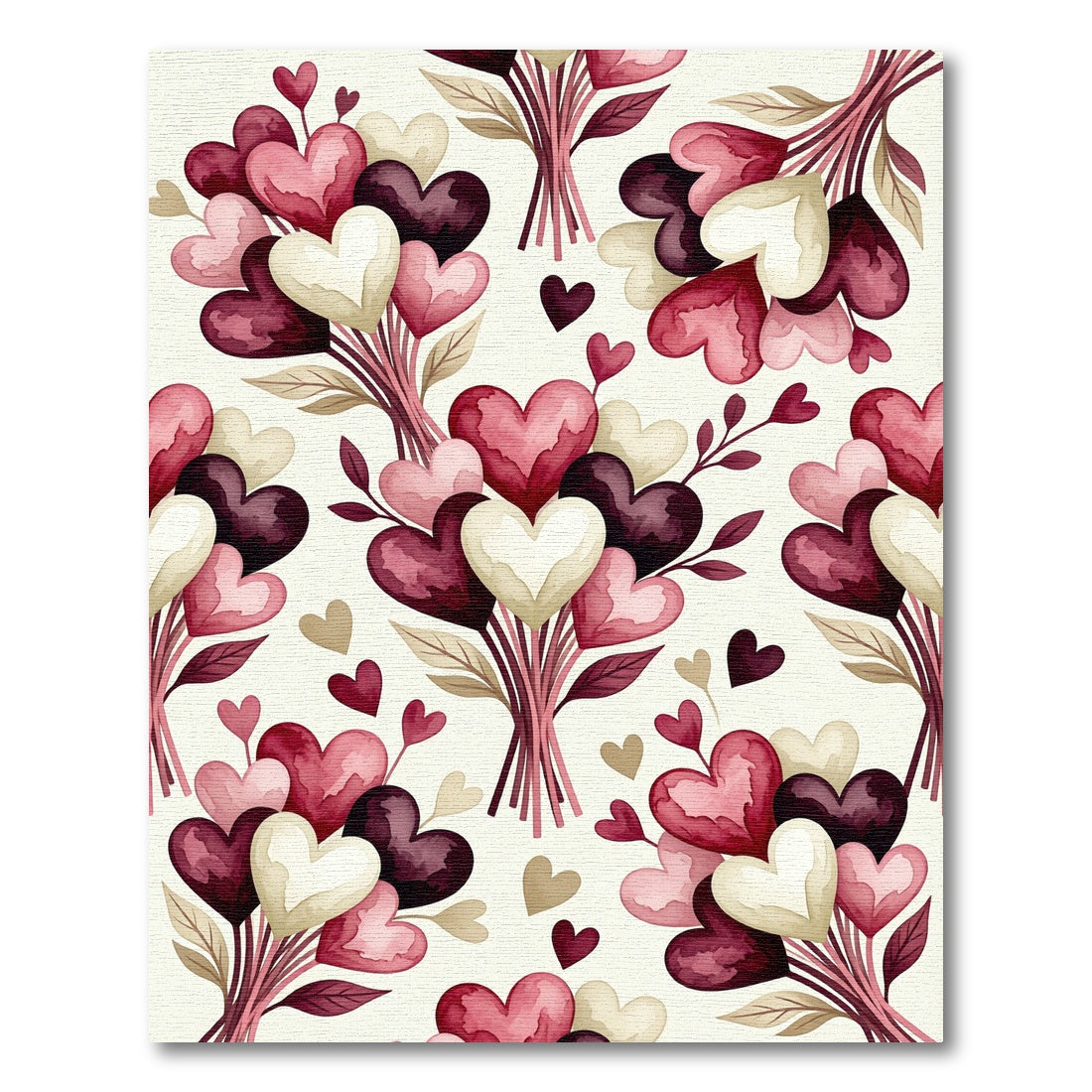 Romantic Heart Bouquet Watercolor Blush Rug