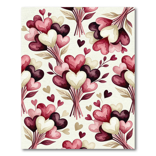 Romantic Heart Bouquet Watercolor Blush Rug