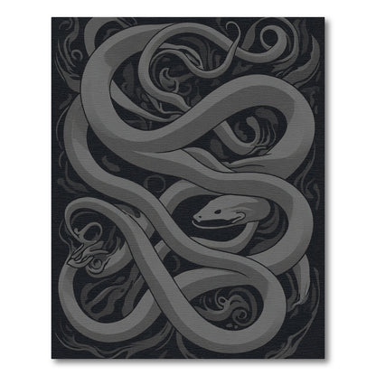 Monochromatic Snake Swirls Intertwined Rug