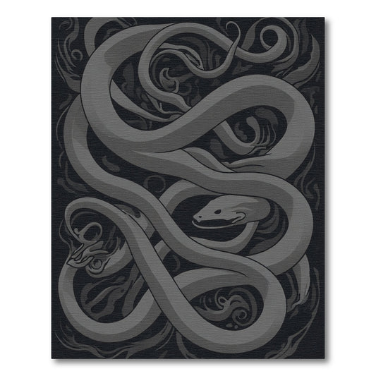 Monochromatic Snake Swirls Intertwined Rug