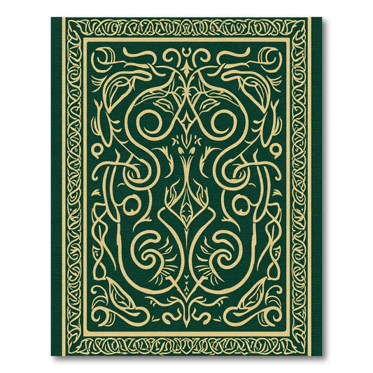 Emerald Green Golden Celtic Knot Rug