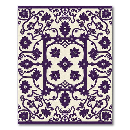 Deep Plum Floral Scrollwork Medallion Rug
