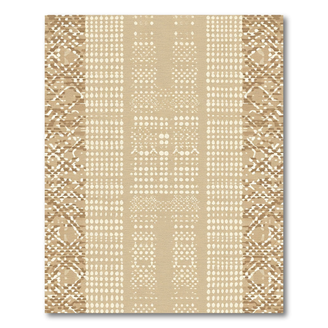 Earthy Tan Dot Stripe Diamond Rug