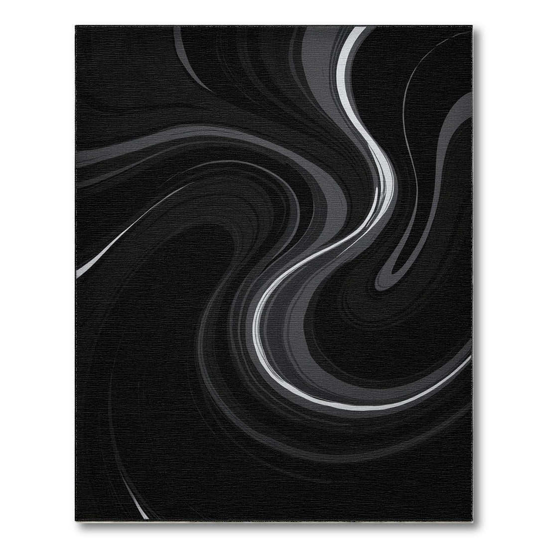 Black Gray Swirling Fluid Rug