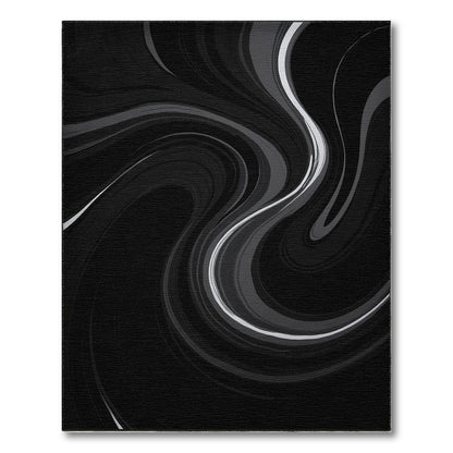 Black Gray Swirling Fluid Rug