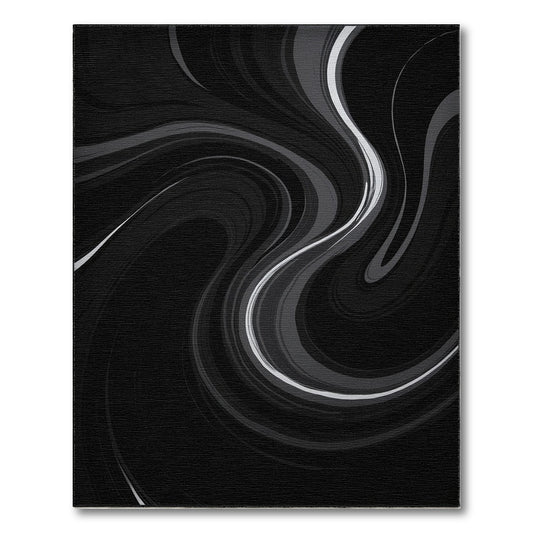 Black Gray Swirling Fluid Rug