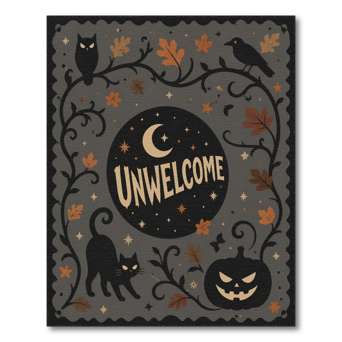 Unwelcome Halloween Black Cat Area Rug