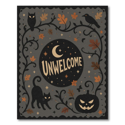 Unwelcome Halloween Black Cat Area Rug