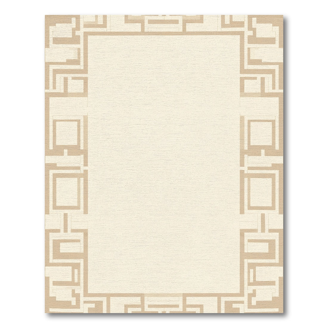 Geometric Ecru Labyrinth Border Rug